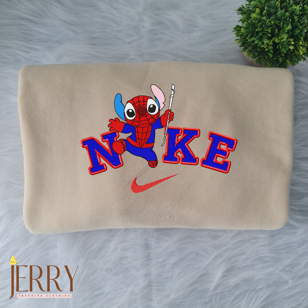 Stitch Spiderman Disney Nike Embroidered Sweatshirt