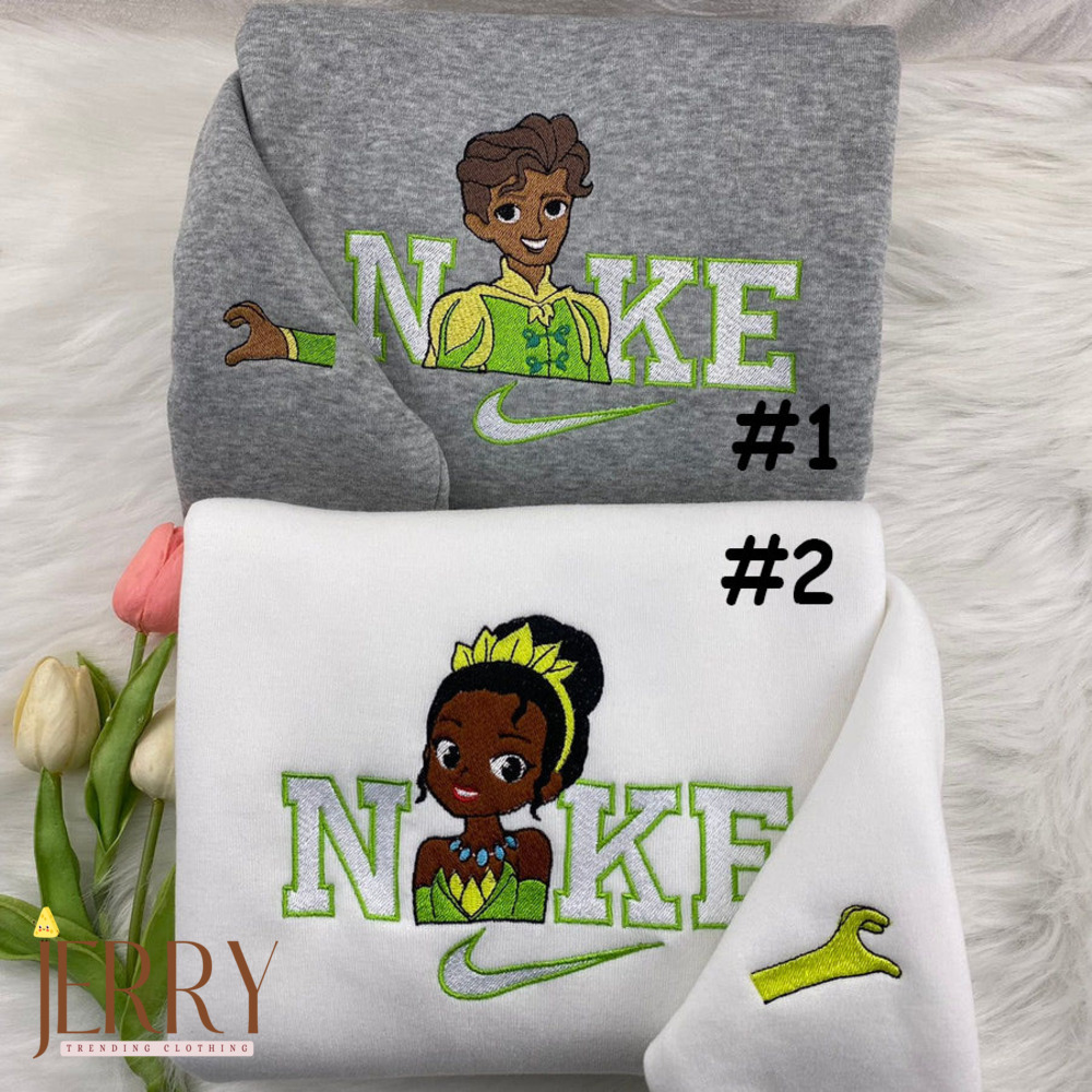 Chibi Tiana And Naveen The Princess And The Frog Disney Nike Embroidered Sweatshirt