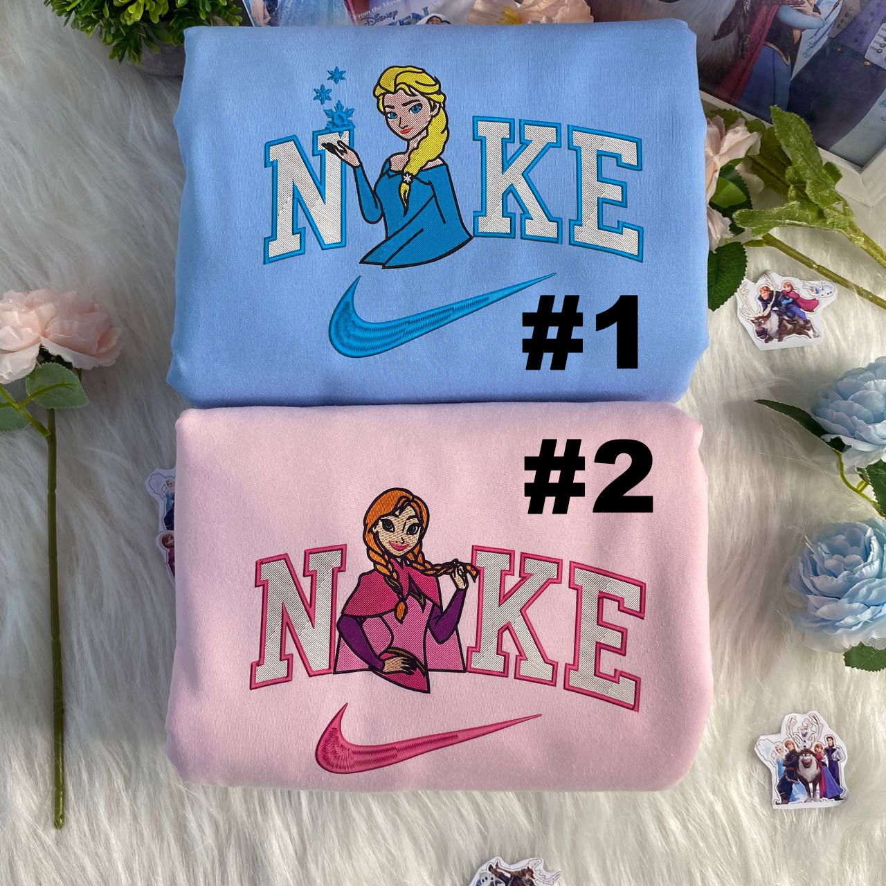 Elsa And Anna Frozen Disney Nike Embroidered Sweatshirts