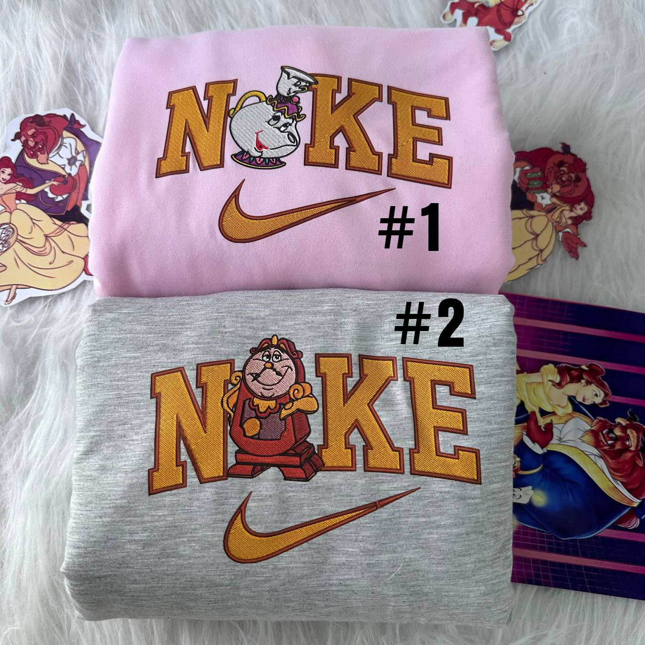 Mrs Potts And Cogsworth Beauty And The Beast Disney Nike Embroidered Sweatshirts