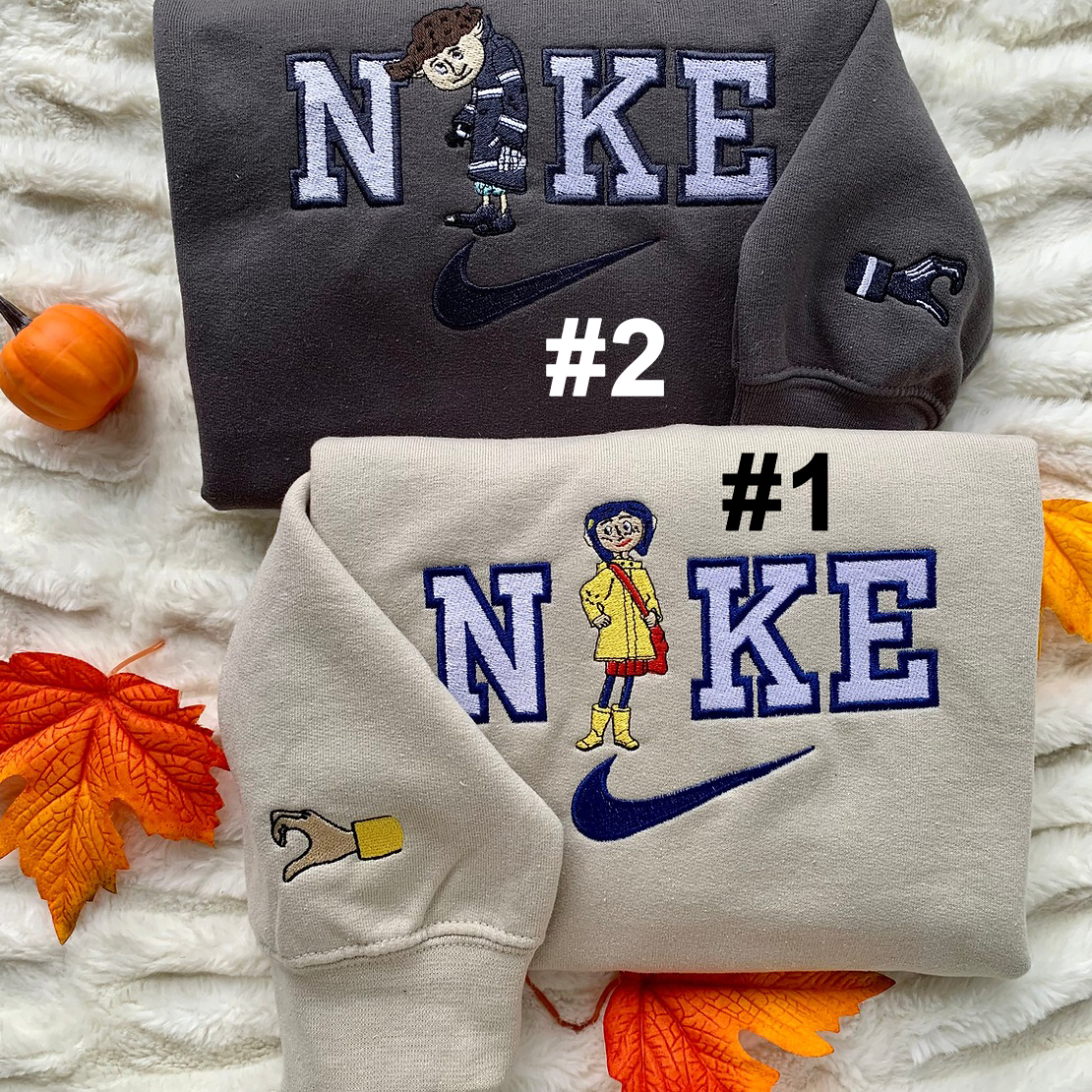 Coraline Love Matching Set Nike Embroidered Sweatshirts