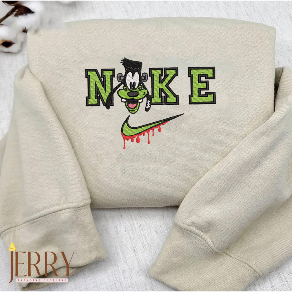 Green Goofy Disney Halloween Nike Embroidered Sweatshirt