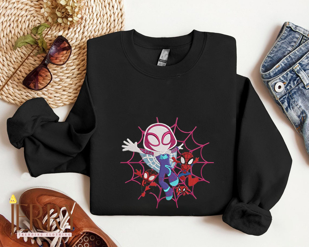 Spidermans And Gwen Stacy Disney Embroidered Sweatshirt