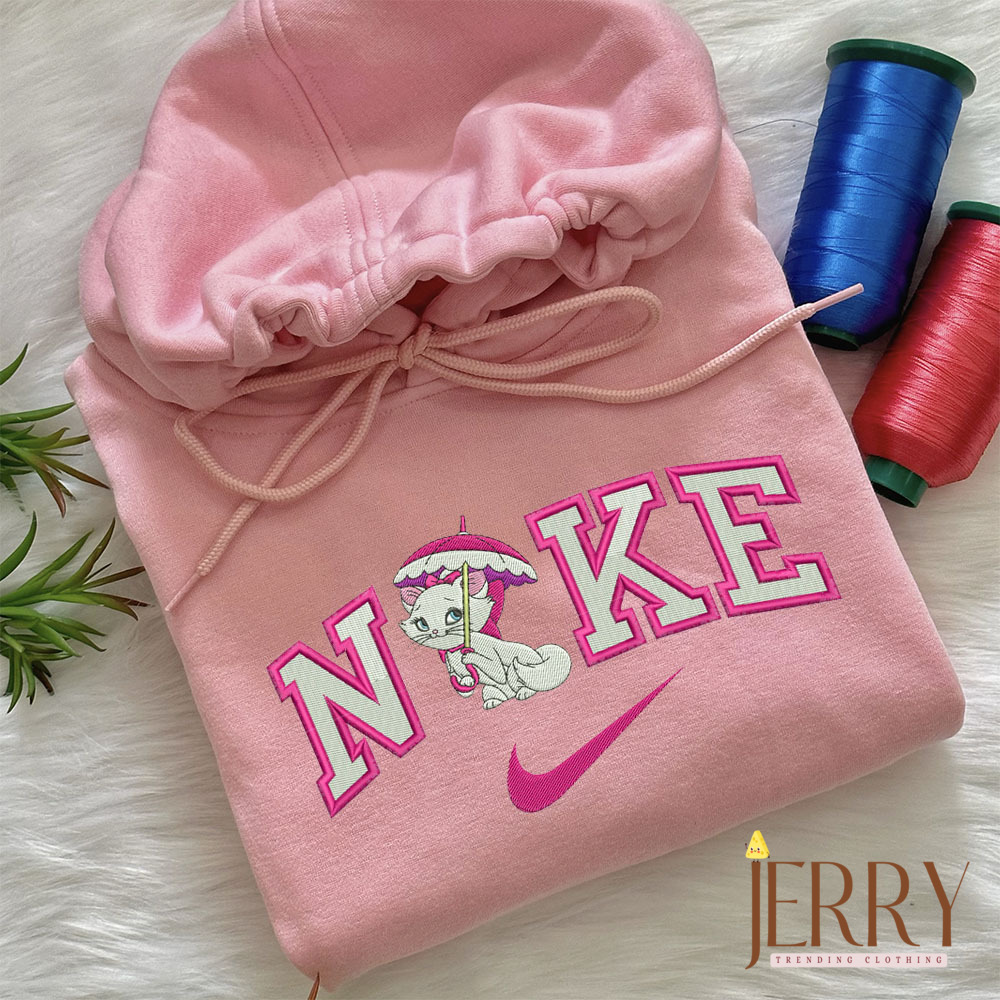 Aristocats Cat With Umbrella Nike Embroidered Sweatshirt