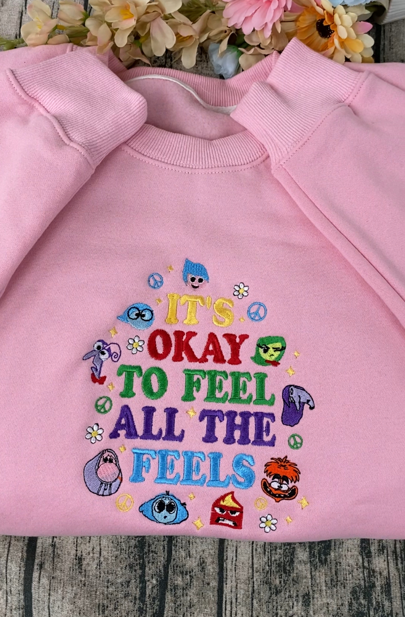 It’s Okay To Feel All The Feels Inside Out Embroidered Sweatshirt