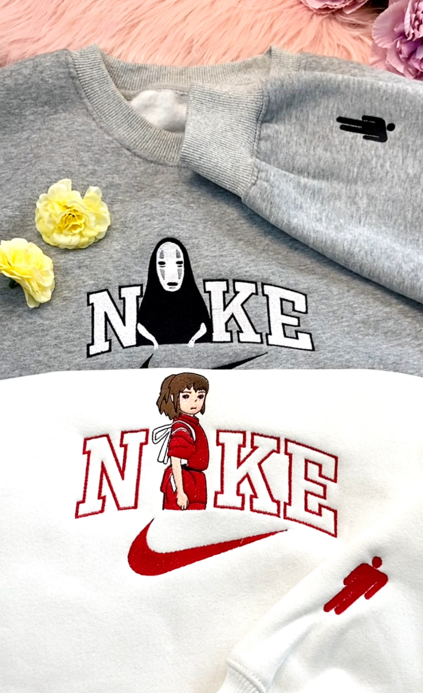 Chihiro And No Face Spirited Away Nike Embroidered Sweatshirt