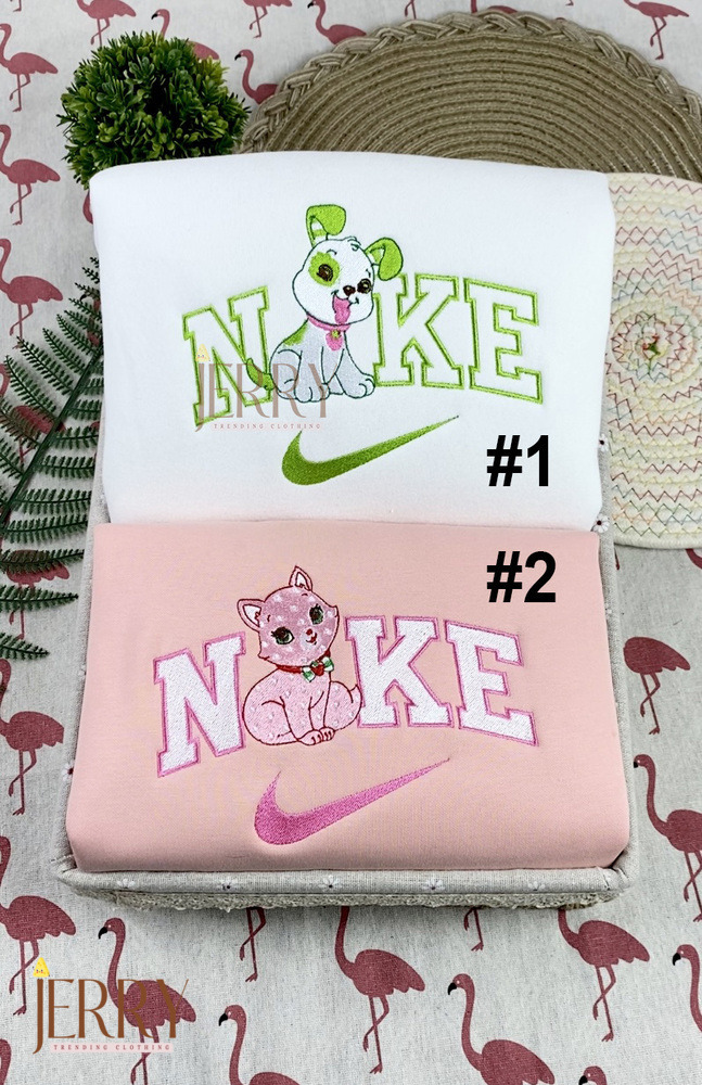 Pupcake And Custard Strawberry Shortcake Nike Embroidered Sweatshirt, Best Gift For Pet Lover