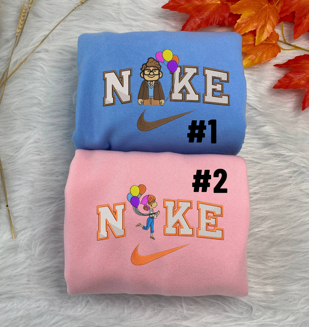 Carl And Ellie Up Disney Nike Embroidered Sweatshirts