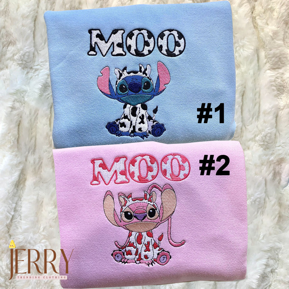 Moo Alien Stitch And Angel Embroidered Sweatshirt