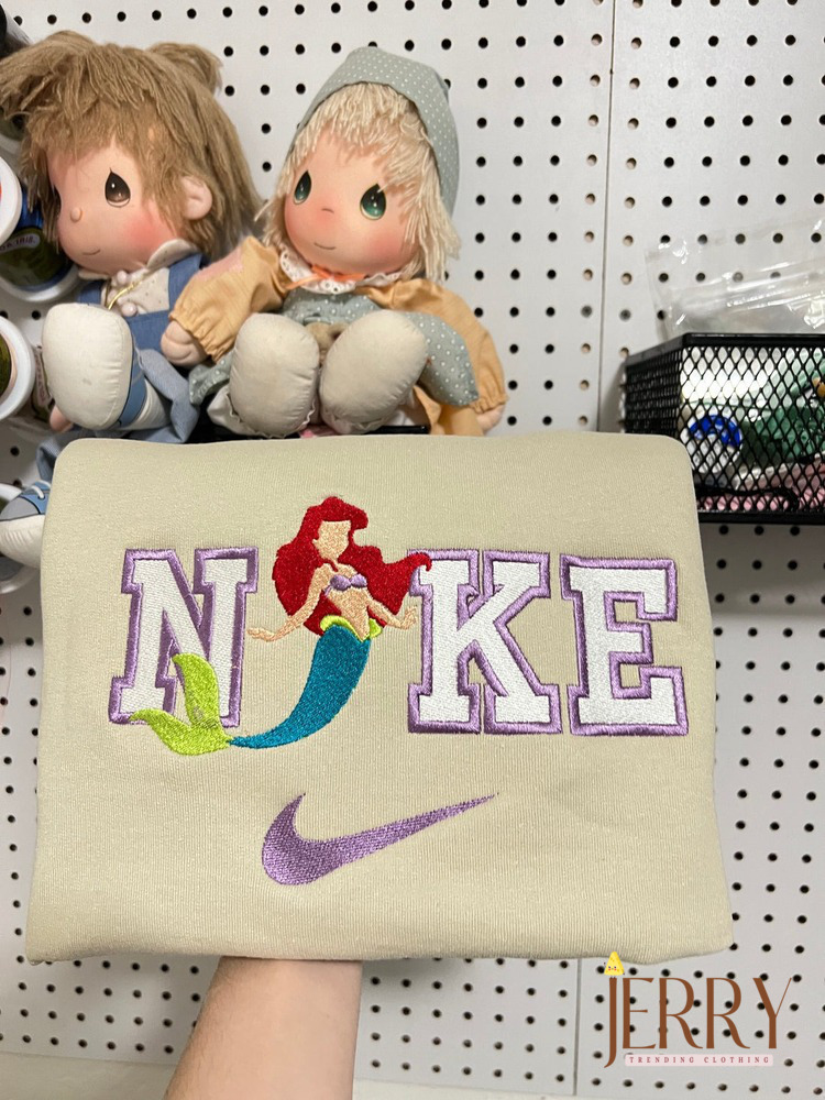 Little Mermaid Disney Nike Embroidered Sweatshirt