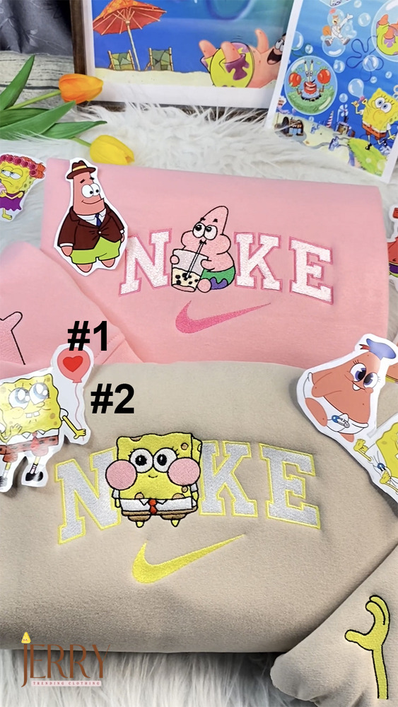 Spongebob Squarepants And Patrick Star Nike Embroidered Sweatshirt, Gift For Best Friend