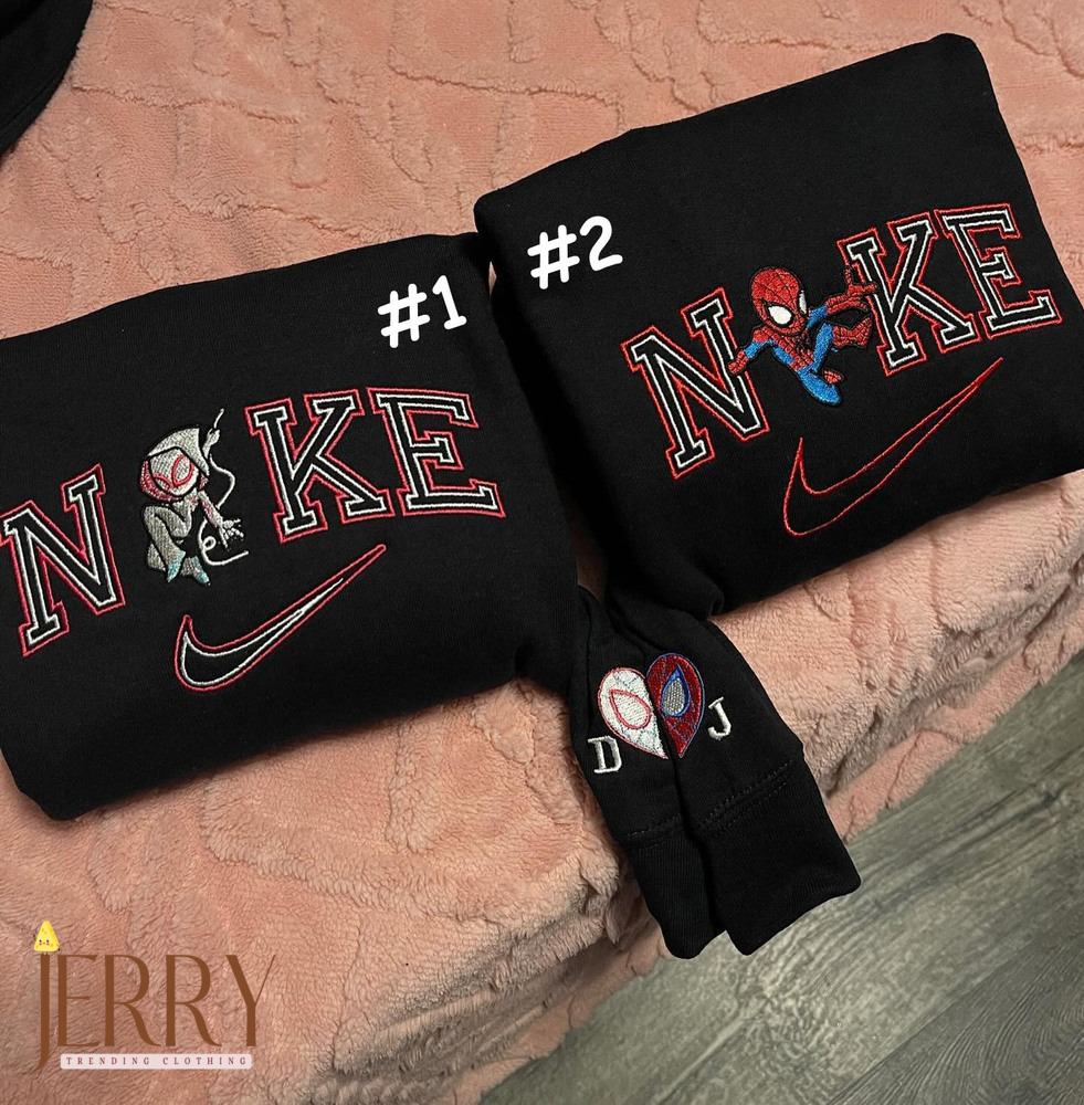 Spiderman And Gwen Stacy Disney Nike Embroidered Sweatshirt, Valentines Day Gifts For Couples