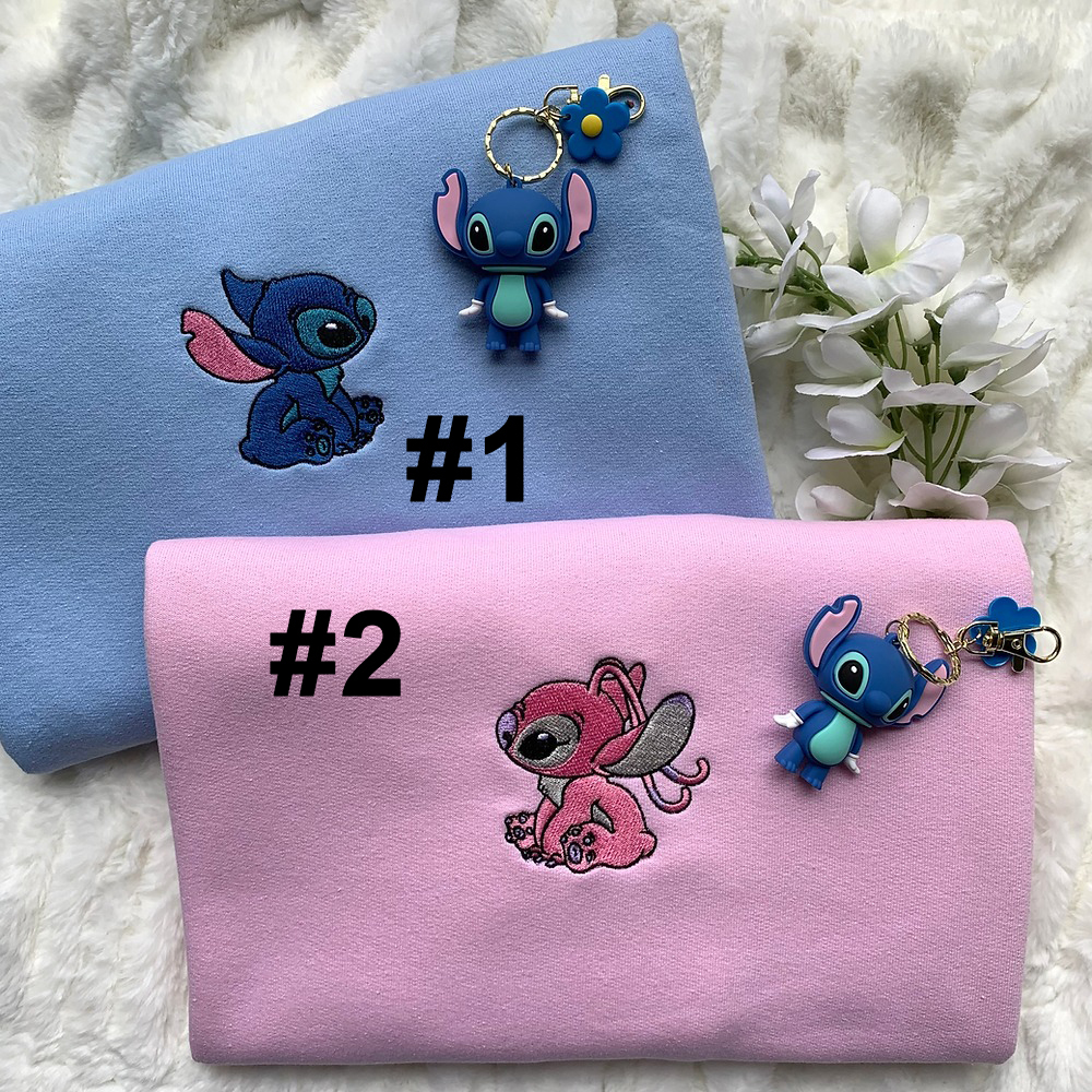 Stitch And Angle Disney Embroidered Sweatshirts