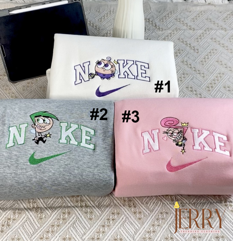 Poof Cosmo And Wanda The Fairly Odd Parents Nike Embroidered Sweatshirt