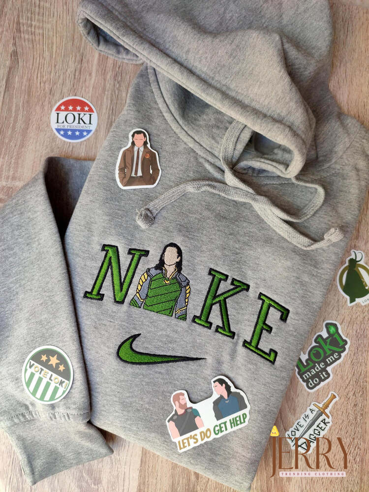 Loki Marvel Comic Character Nike Embroidered Sweatshirt