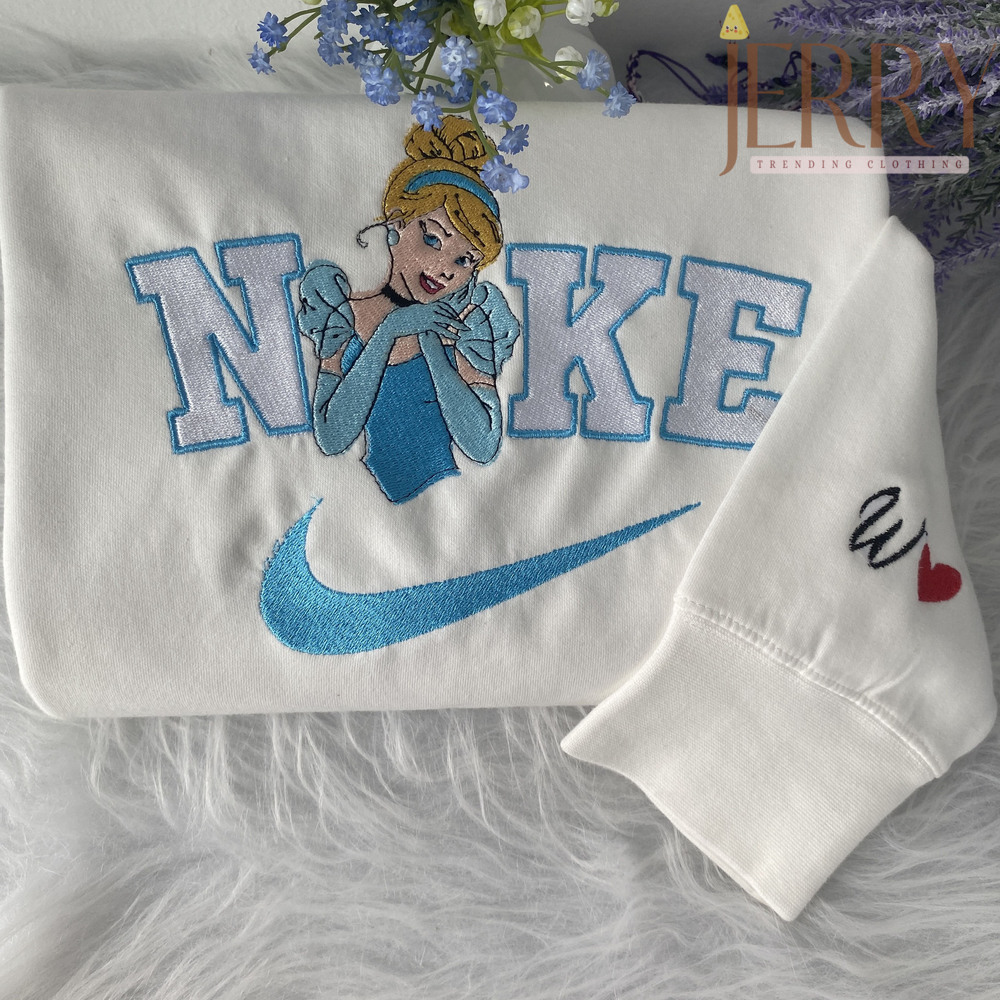 Personalized Cinderella Disney Nike Embroidered Sweatshirt, Christmas Present For Couples