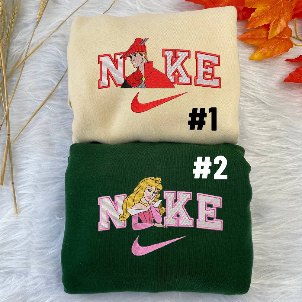 Princess Aurora And Prince Phillip Disney Nike Embroidered Sweatshirts