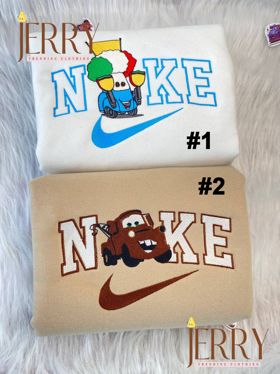 Mater And Guido Cars Disney Nike Embroidered Sweatshirts