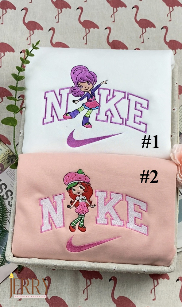 Plum Pudding And Strawberry Shortcake Nike Embroidered Sweatshirt, Matching Embroidered Hoodies