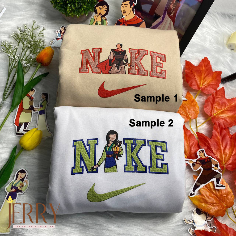 Mulan And Li Shang Disney Nike Embroidered Sweatshirts