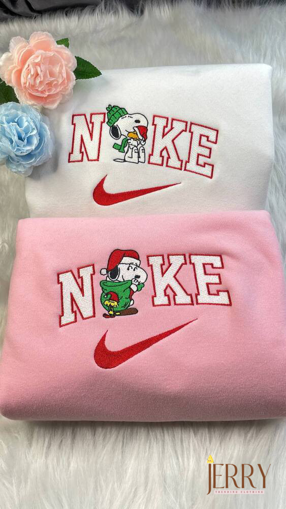 Snoopy Christmas Nike Embroidered Sweatshirt, Xmas Gift For Friend