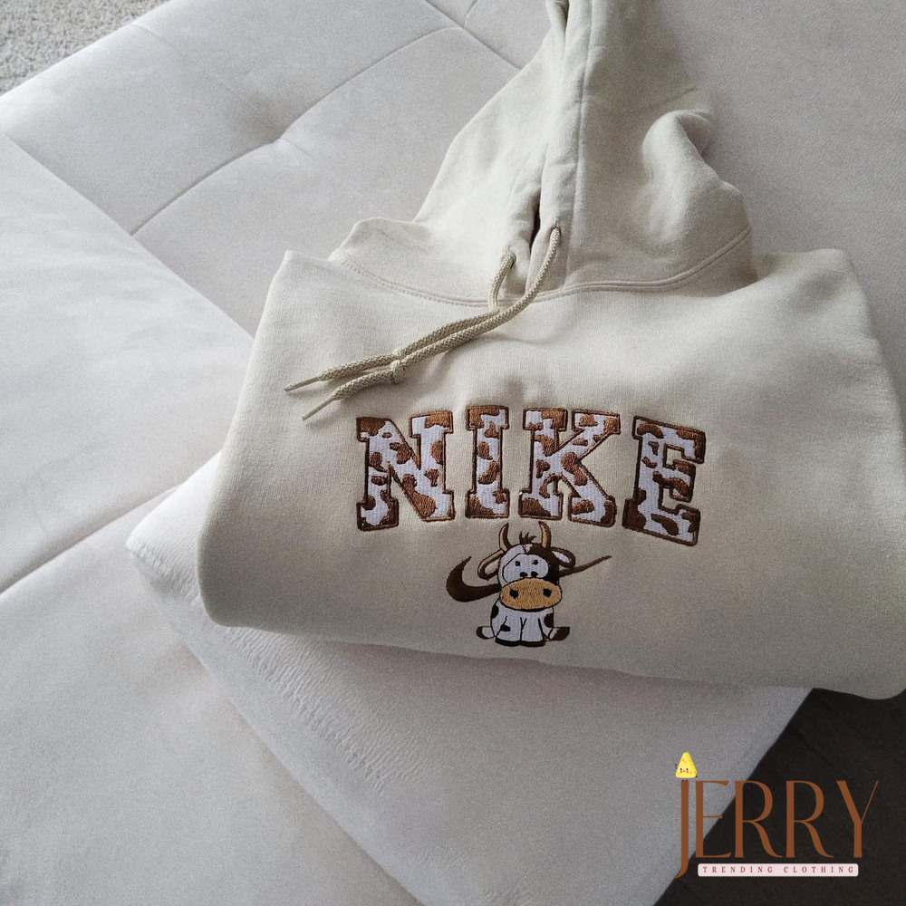 Cute Cow Nike Embroidered Sweatshirt