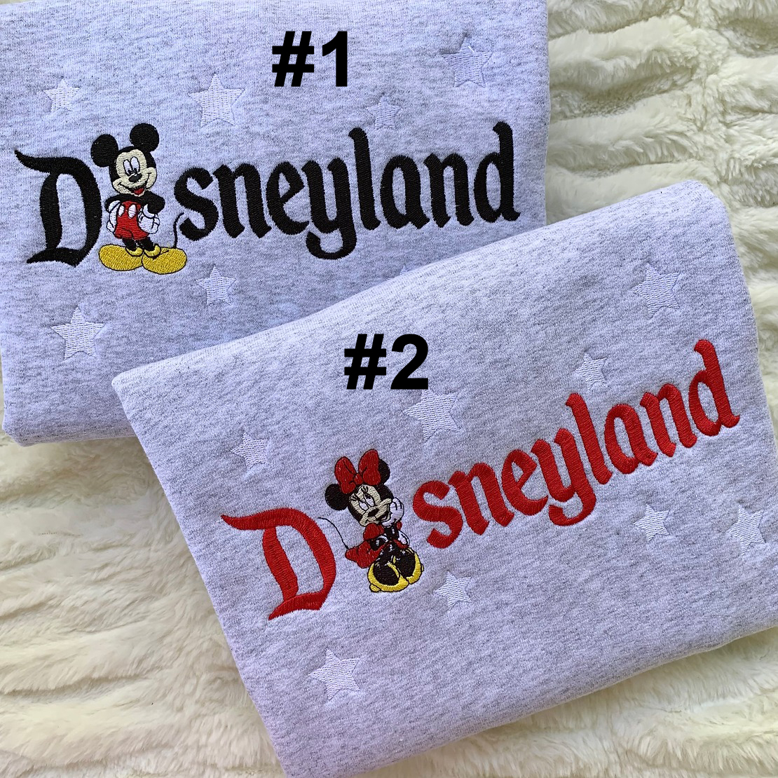 Mickey And Minnie Mouse Disneyland Embroidered Sweatshirts