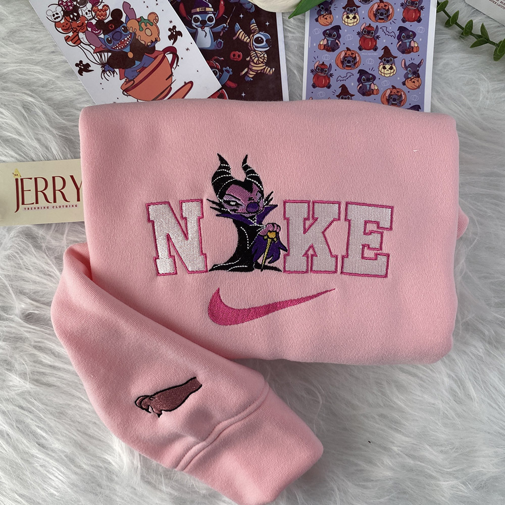 Personalized Maleficent Angel Nike Embroidered Sweatshirt, Perfect Couple Gift For Halloween