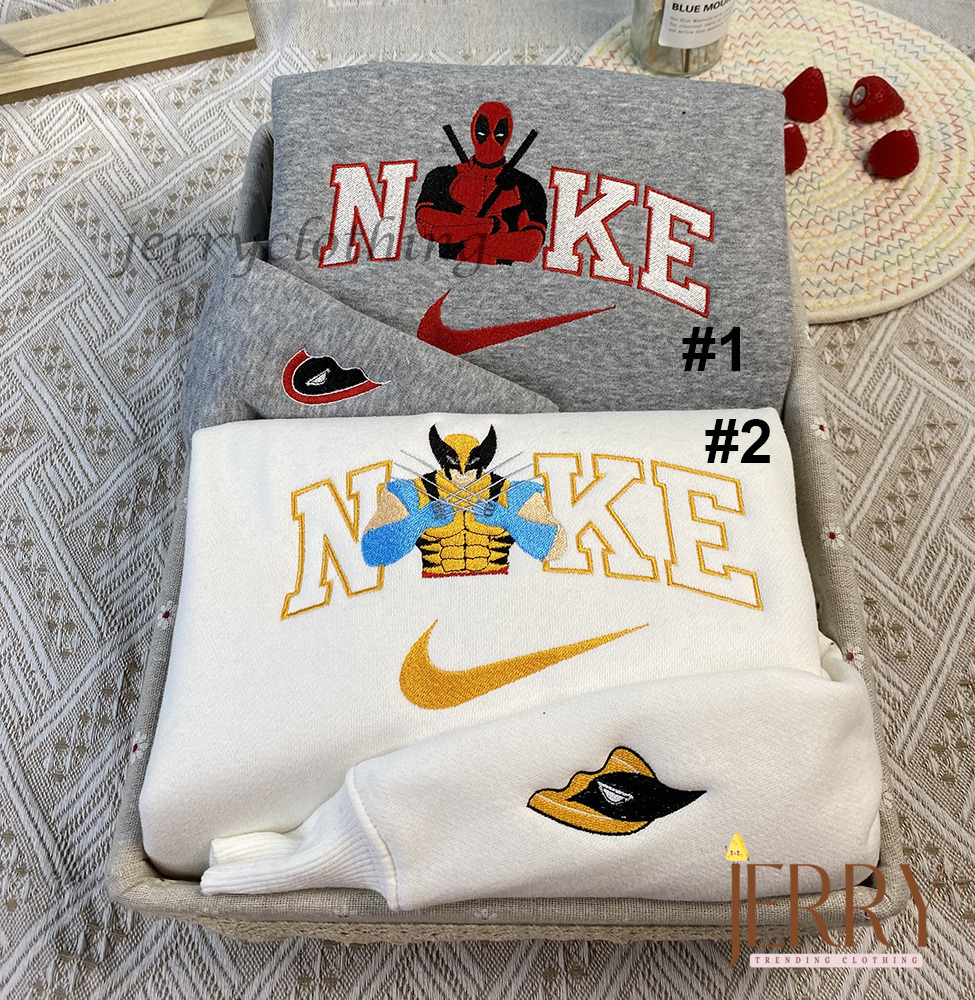 Deadpool And Wolverine Nike Embroidered Sweatshirt, Best Gift For Bestfriend