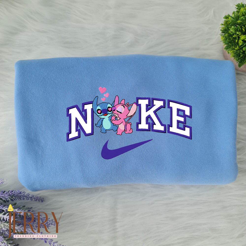 Stitch And Angel Disney Nike Embroidered Sweatshirts