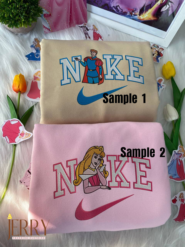 Princess Aurora And Prince Phillip Sleeping Beauty Disney Nike Embroidered Sweatshirts