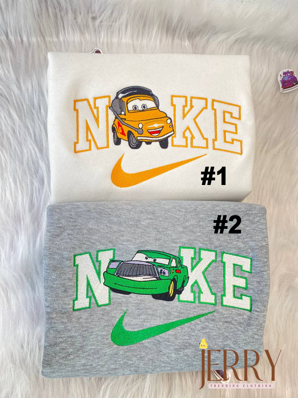 Luigi And Chick Hicks Cars Disney Nike Embroidered Sweatshirts