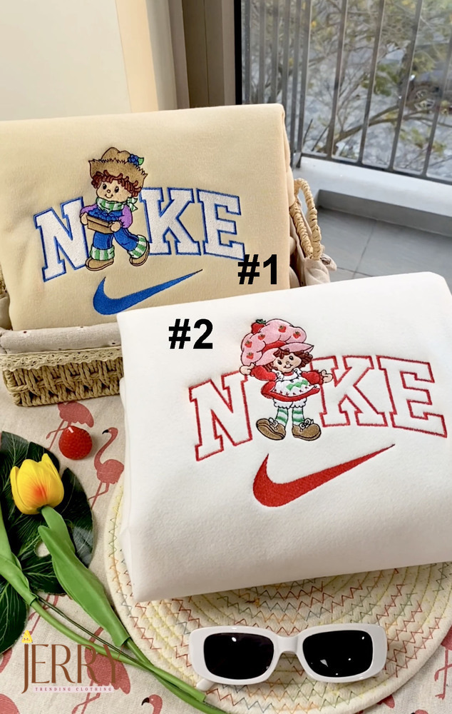 Cute Huckleberry Pie And Strawberry Shortcake Nike Embroidered Sweatshirt, Matching Embroidered Hoodie